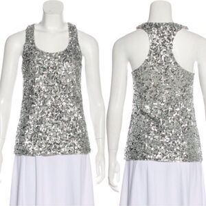 Alice and Olivia Silver Sequin Tank